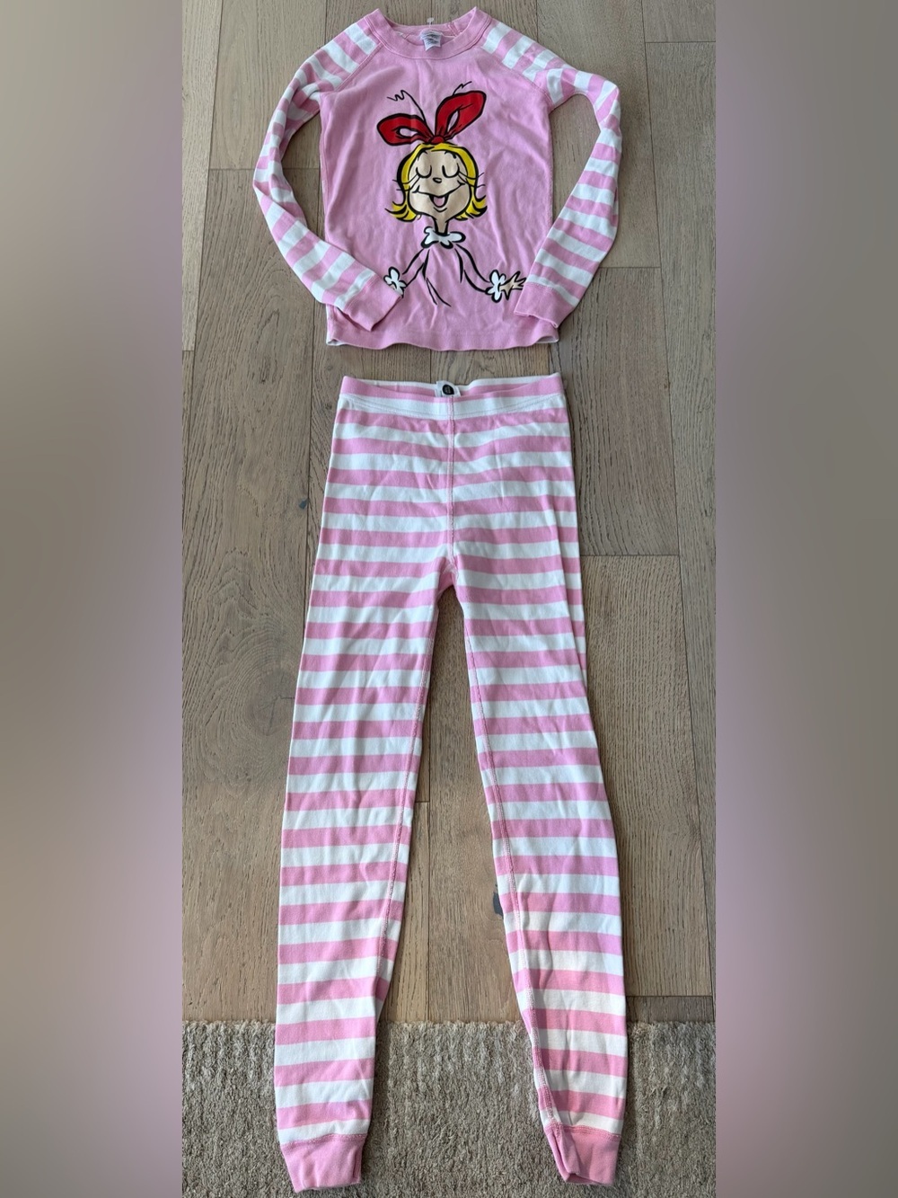 Hanna Andersson Girls The Grinch Pajama Set Pink Striped Size 12